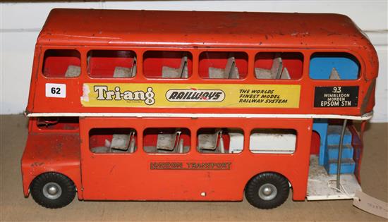 Tri-ang tinplate model of a routemaster double decker bus